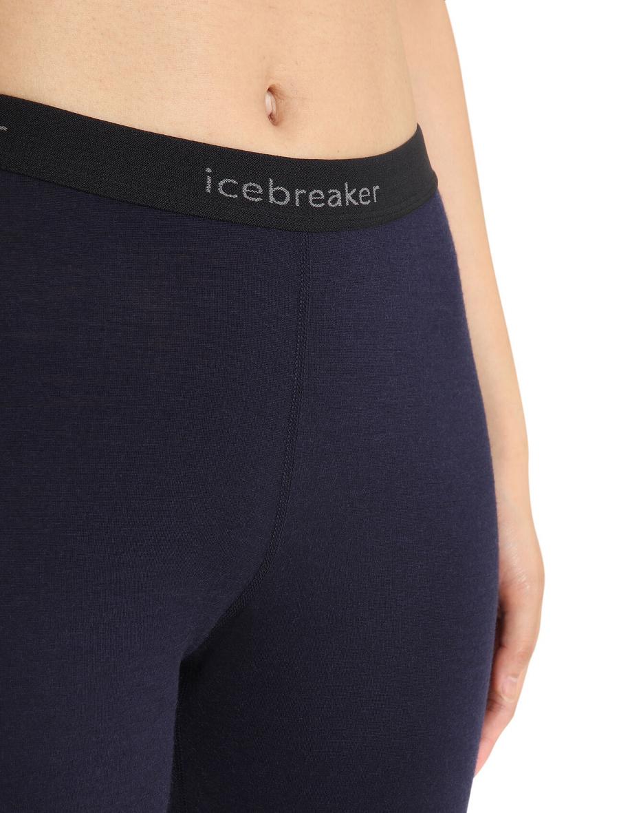 Women's Icebreaker Merino 200 Oasis Thermal Leggings Base Layers Midnight Navy | CA 1030MQZA